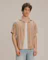 Camisa Relaxed Verde Rayas,CREMA